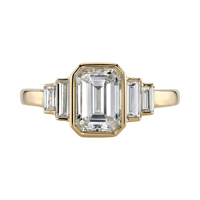 Single Stone 18kt Yellow Gold Emerald Cut 'Caroline' Engagement Ring